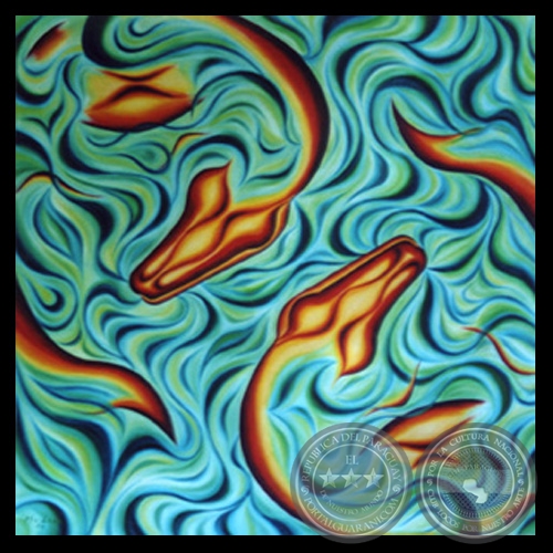 EL YING Y EL YANG - ROMANCE EN EL AGUA, 2003 - Óleo de MERCEDES CENTURIÓN